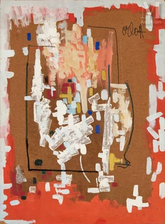 Composition en rouge et blanc