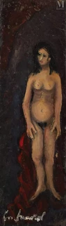 Eve au drapé rouge