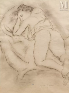 Femme étendue sur un canapé, circa 1928