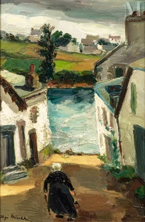 Personnage dans un village breton