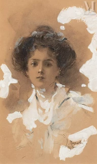 Portrait de femme au chignon