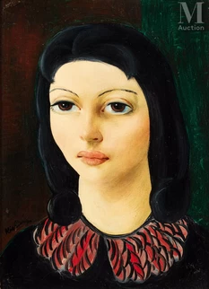 Moise KISLING (Cracovie 1891 - Sanary sur Mer 1953) — Portrait d’une femme brune