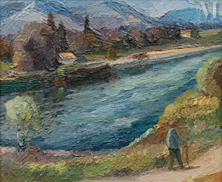 Mela MUTER (Varsovie 1886 - Paris 1967) — Promeneurs au bord du Rhône