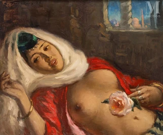 Portrait d'orientale à la rose