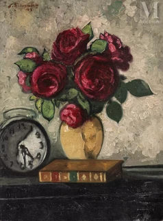 Nature morte au réveil et aux roses