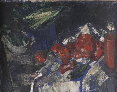 János Vaszary — Nature morte aux légumes, poivrons, courgettes et poireaux